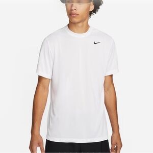 Nike Men’s White Short Sleeve Dri-FIT Tee with Black Swoosh